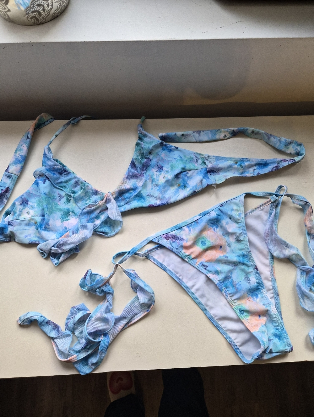Blue Tie-Dye String Bikini Set